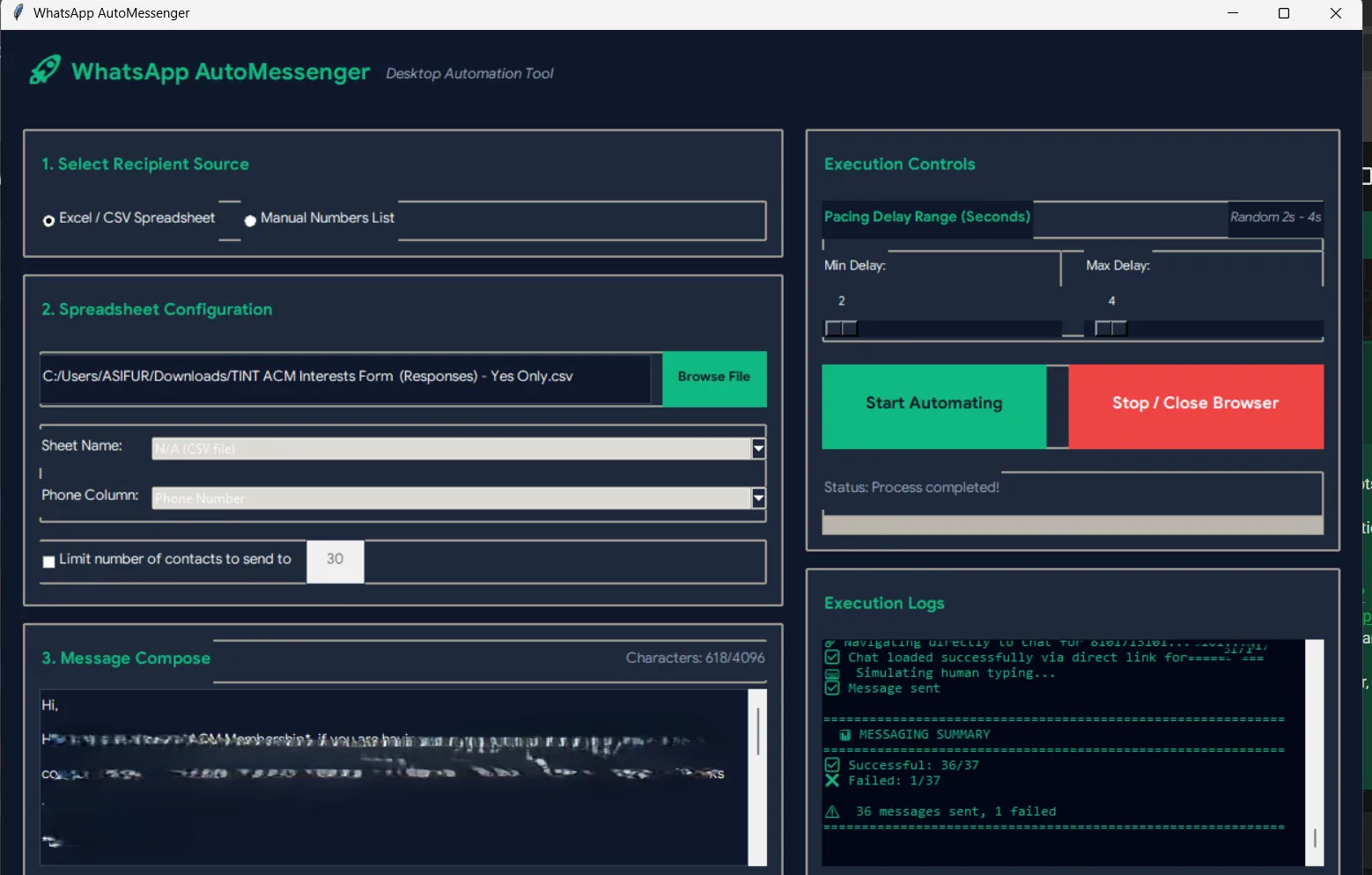 CSV to WhatsApp Messages Preview